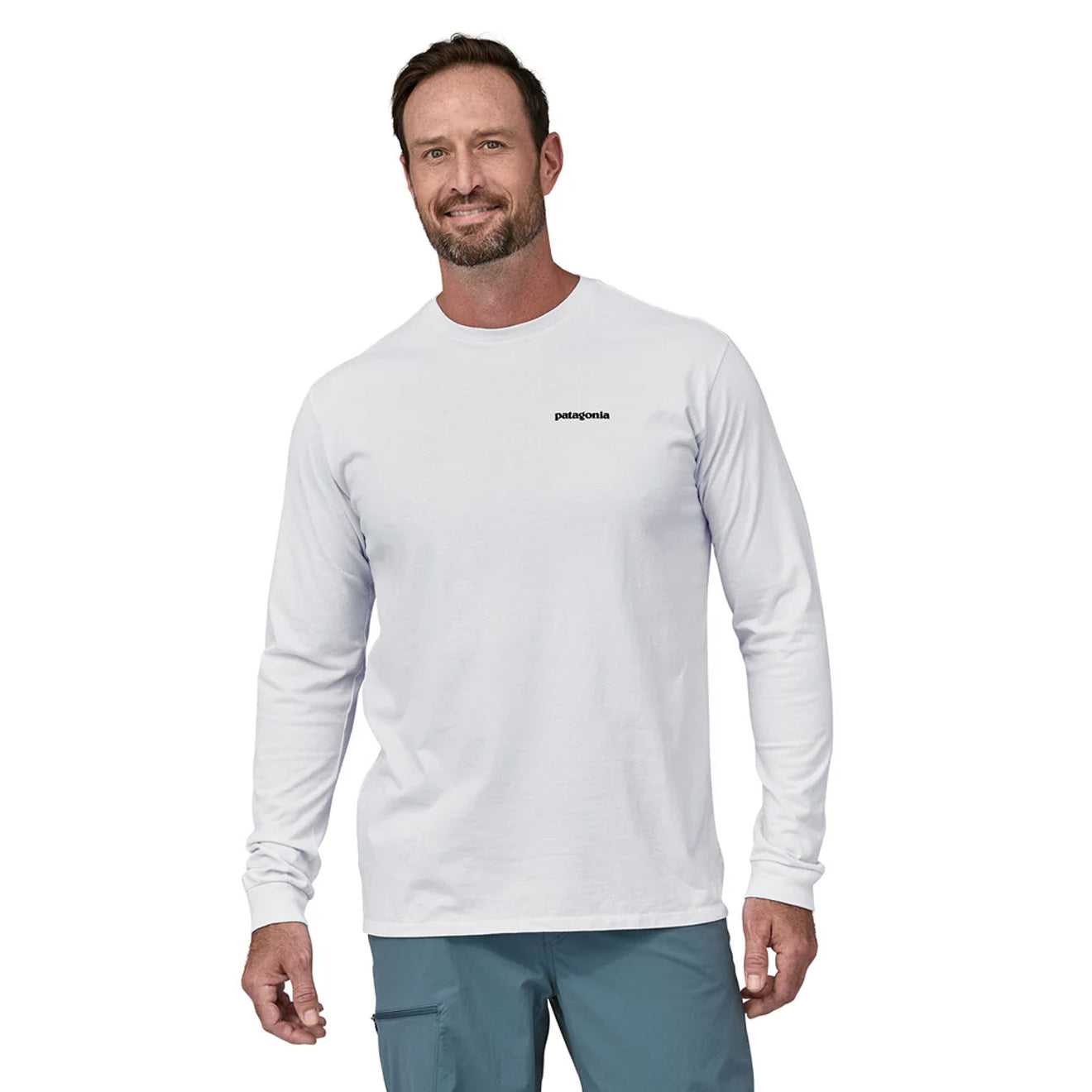Patagonia L/S P-6 Logo Responsibili-Tee White