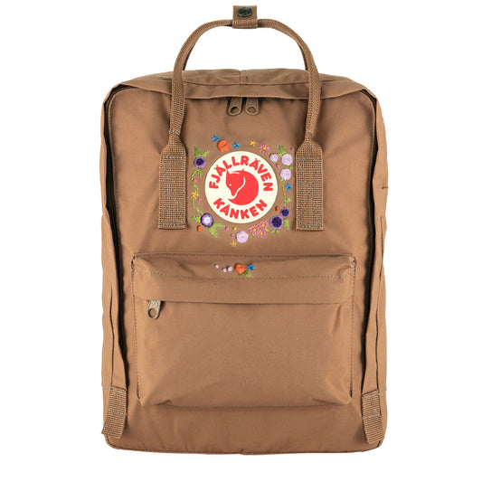 Fjallraven Kanken Classic Embroidered Backpack Khaki Floral 16L