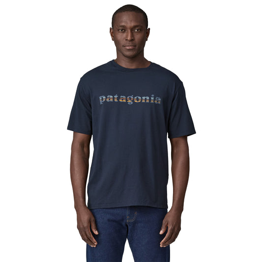 Patagonia '73 Text Logo Organic Men's S/S T-Shirt - New Navy